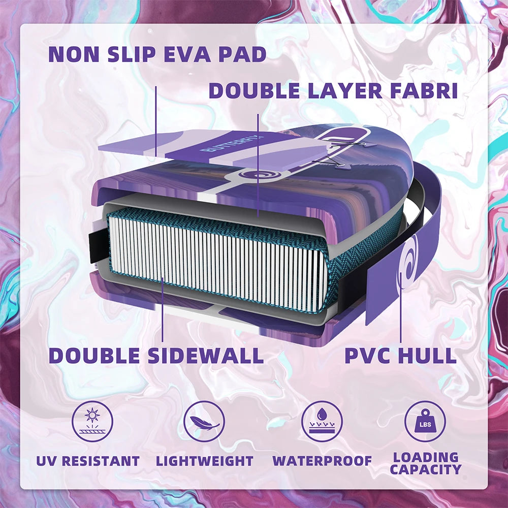 SOWM SUB Waterproof Inflatable Paddle Board 11''x34''x6''Adult Standing Style Aquatic  Yoga Fishing With Accessories SUP сапборд