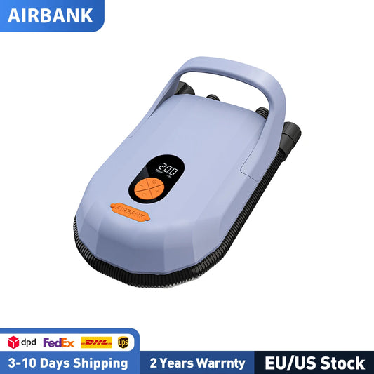 AIRBANK SUP Electric Air Pump with Battery 7800 mAh 20 PSI Max Rechargeable 12 V DC Car Connection Pump for Boards, Surf Kite