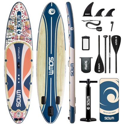 SOWM SUB Waterproof Inflatable Paddle Board 11''x34''x6''Adult Standing Style Aquatic  Yoga Fishing With Accessories SUP сапборд