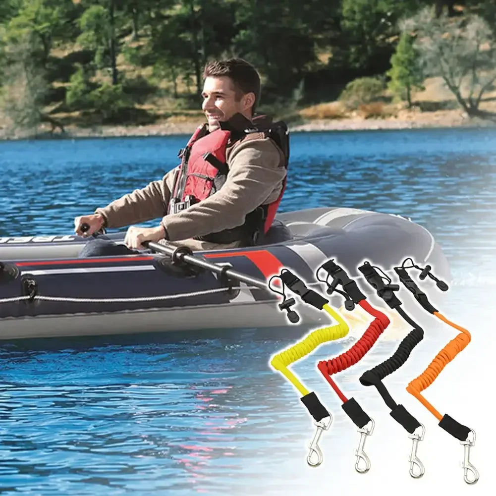 Kayak Paddle Safety Rope Spring Loaded Slip Cord Inflatable Paddleboard Kayak Surf Paddling Tie Down Paddle Holder Water Sports