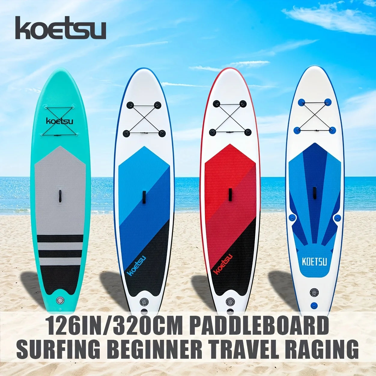 KOETSU 320 Inflatable SUP Standing Paddle Single Board,  for Outdoor Water Sports, Surfing, Rowing, Leisure