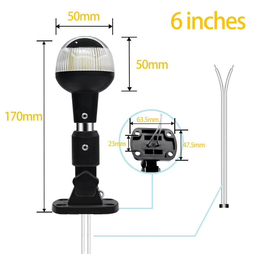 NEW Fold Down 360 Degree LED Boat Navigation Light for Yacht Marine Anchor Light 12~24 V Sailing Signal Light  Boat Accessories
