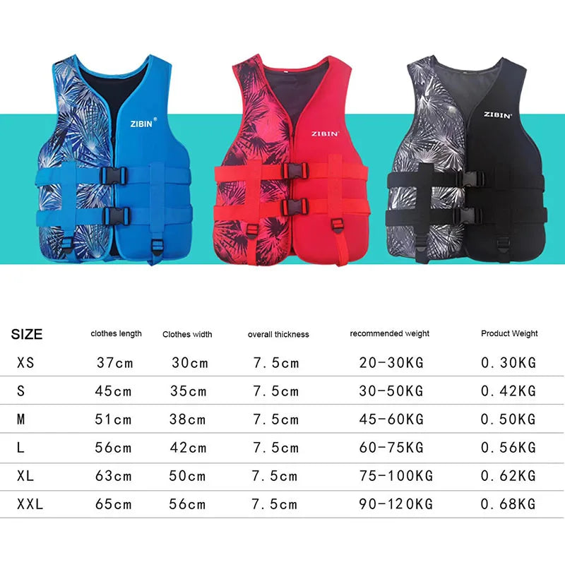 Rafting Neoprene Life Jacket Swimming Fishing Women Vest Snorkeling For Adult Kids Kayaking Boating Survival Suit Sports Men