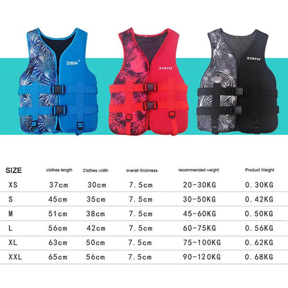 Rafting Neoprene Life Jacket Swimming Fishing Women Vest Snorkeling For Adult Kids Kayaking Boating Survival Suit Sports Men