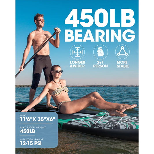 CETANA SUP Waterproof Inflatable Paddle Board 11'6'x35'x6' Standing Style Aquatic With Fishing Accessories SUB Board