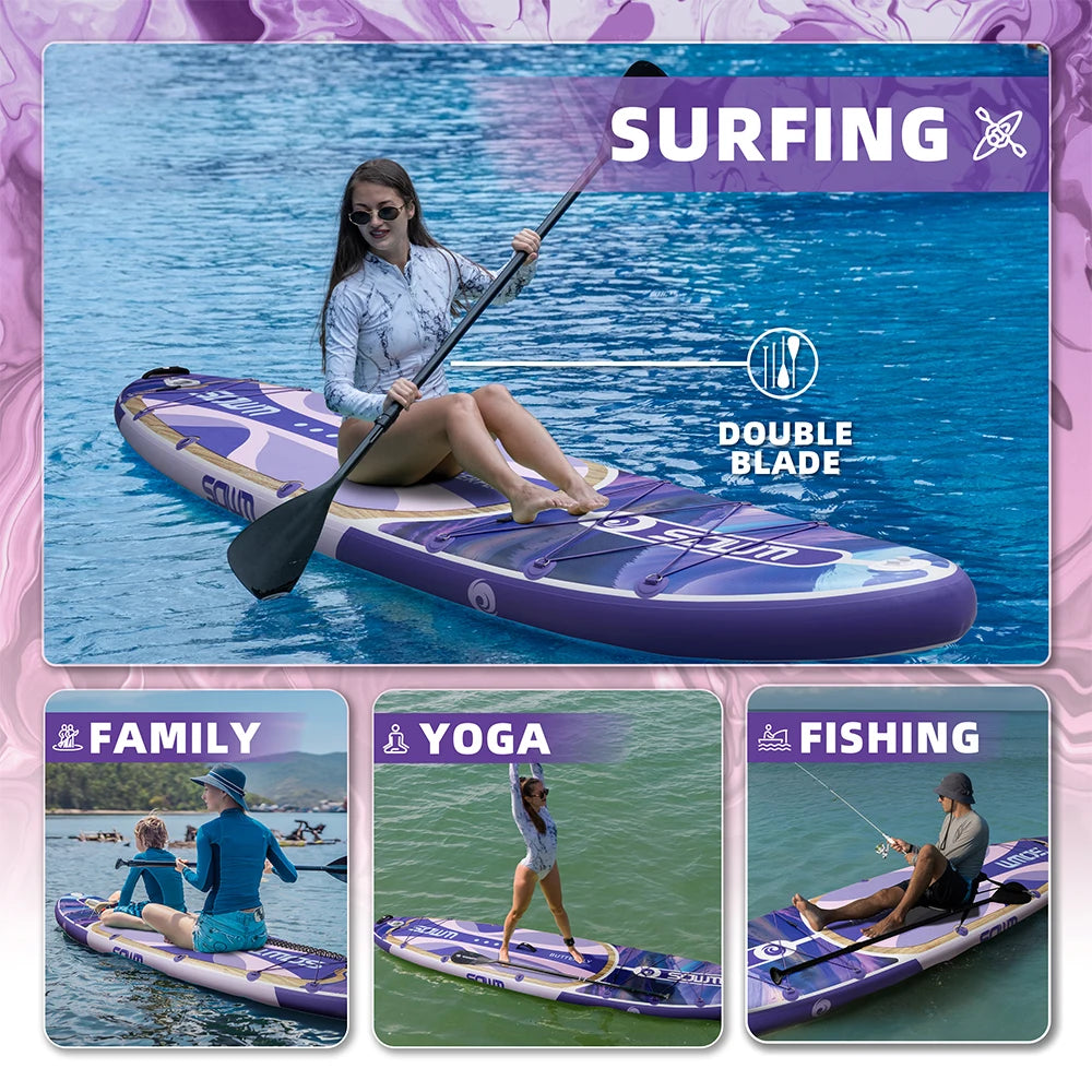 SOWM SUB Waterproof Inflatable Paddle Board 11''x34''x6''Adult Standing Style Aquatic  Yoga Fishing With Accessories SUP сапборд