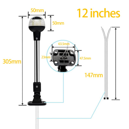 NEW Fold Down 360 Degree LED Boat Navigation Light for Yacht Marine Anchor Light 12~24 V Sailing Signal Light  Boat Accessories