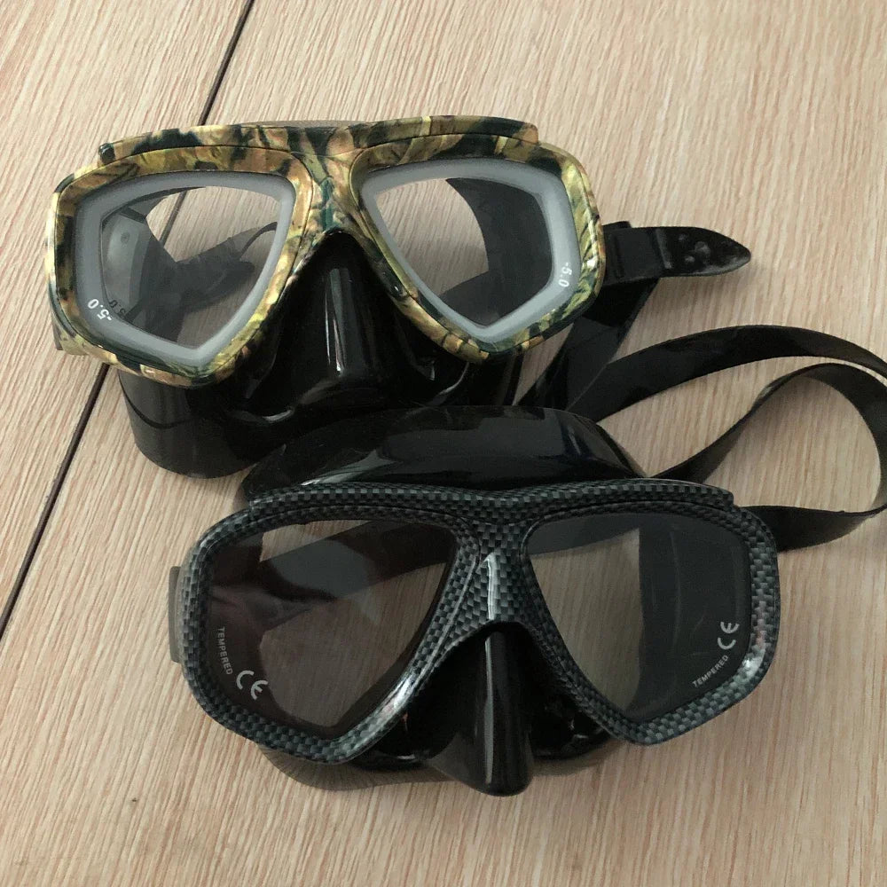 Myopia scuba diving Mask Snakeskin anti fog for spearfishing gear swimming masks googles nearsighted lenses short-sighted