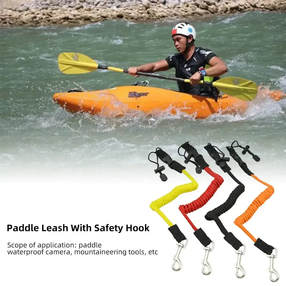 Kayak Paddle Safety Rope Spring Loaded Slip Cord Inflatable Paddleboard Kayak Surf Paddling Tie Down Paddle Holder Water Sports