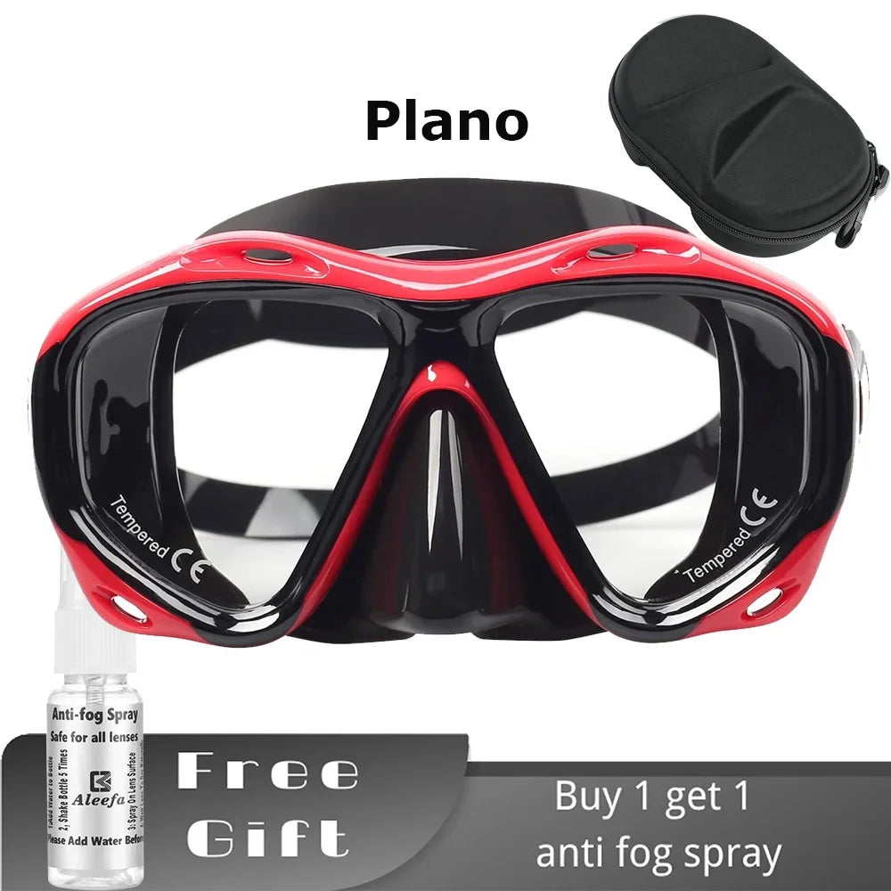 +2.0 to +5.0 Hyperopia Diving Mask  Farsighted   with Tempered Glass Lenses, Gear for Men Women,  Antifog Spray